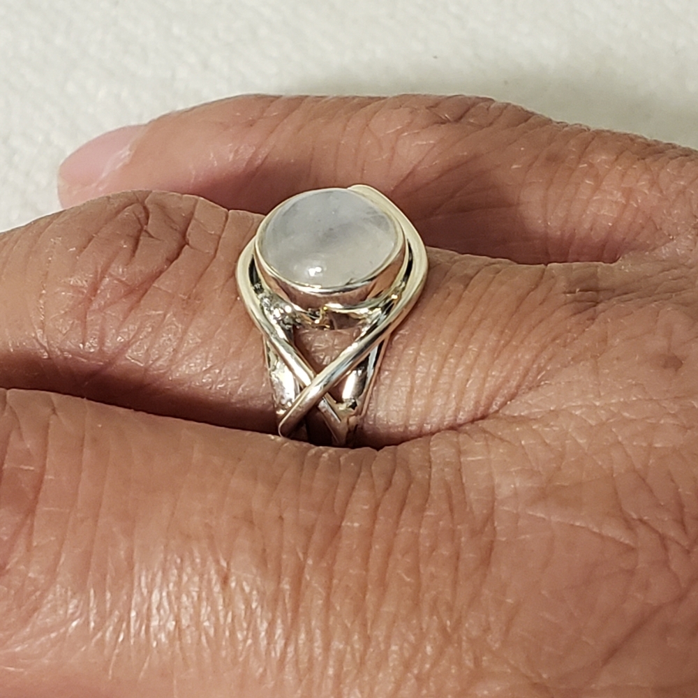 925 Sterling Rainbow Moonstone Ring - image 5